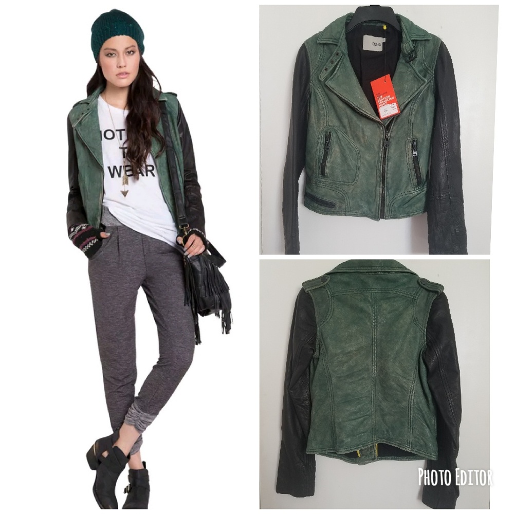 New DOMA Colorblock Leather Jacket